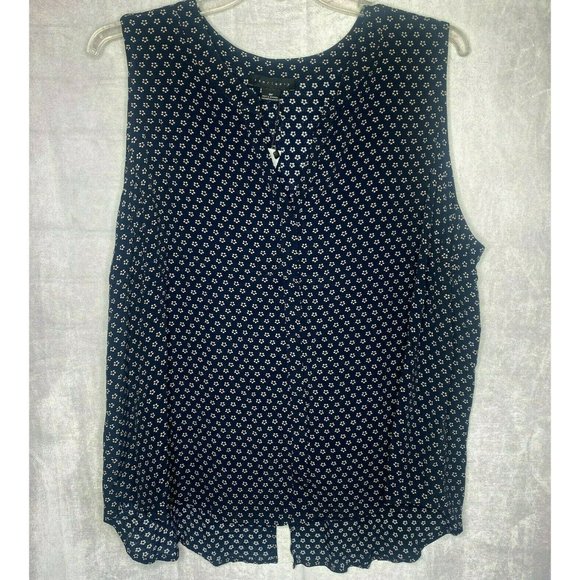 Sanctuary Tops - Sanctuary Womens Top 3X Navy Blue Floral Sleeveless Flowy V-Neck Button Up Shirt